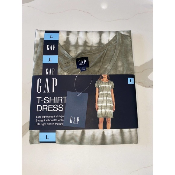 Gap Ladies T-Shirt Dress Olive Stripe Tie Dye L - Picture 1 of 2